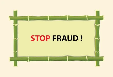 Stop fraud text with red text and bamboo board vector graphic illustration Illustrazione stock