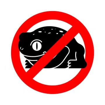Stop Frog. Forbidden red road sign. Ban Toad. No Vector illustration. Illustrazione stock