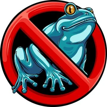 Stop Frog. Forbidden red road sign. Ban Toad. No Vector illustration. Stockillustratie