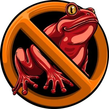 Stop Frog. Forbidden red road sign. Ban Toad. No Vector illustration. Stockillustratie