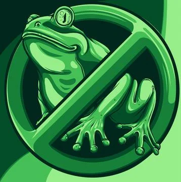 Stop Frog. Forbidden red road sign. Ban Toad. No Vector illustration. Stockillustratie