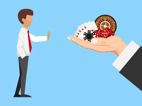 Stop gambling concept. No gamble addiction vector illustration. Ban on illegal Illustrazione stock