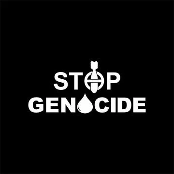 Stop Genocide Sign, Stop War Theme Text  Visual Stock Illustration