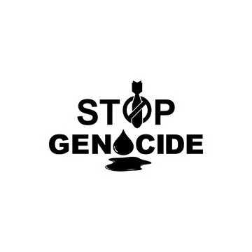 Stop Genocide Sign, Stop War Theme Text  Visual Stock Illustration