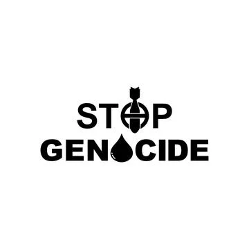 Stop Genocide Sign, Stop War Theme Text  Visual Stock Illustration