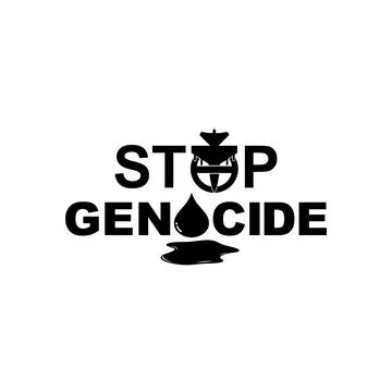 Stop Genocide Sign, Stop War Theme Text  Visual Stock Illustration