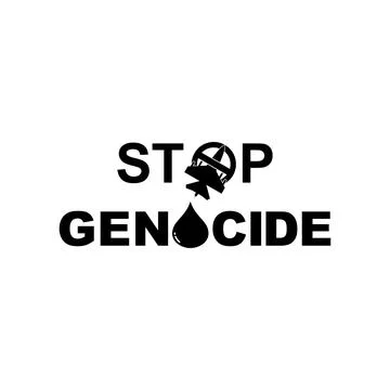 Stop Genocide Sign, Stop War Theme Text  Visual Stock Illustration