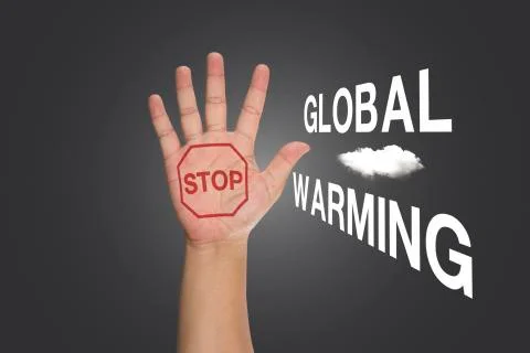 Stop Global Warming on beautiful sky Stock Illustration