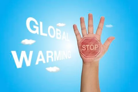 Stop Global Warming on beautiful sky Stock Illustration