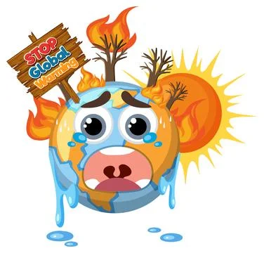 Stop global warming with crying earth concept Stock Illustration