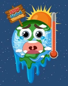 Stop global warming poster design Stock Illustration