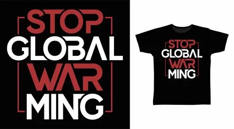 Stop global warming typography art design with palm and wave vector illustr.. 스톡 일러스트
