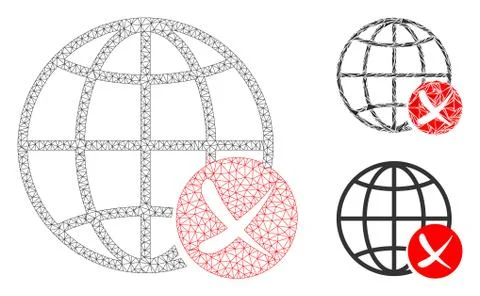Stop Global Web Vector Mesh Network Model and Triangle Mosaic Icon Stock Illustration