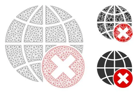 Stop Globalization Vector Mesh Wire Frame Model and Triangle Mosaic Icon Stockillustratie