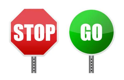 Stop go sign illustrations over a white background Ilustração Stock