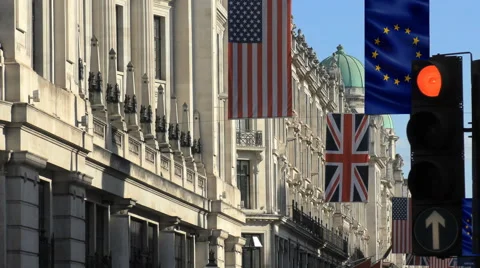 Stop Go US EU UK Flag Traffic lights Stock Footage 67881849