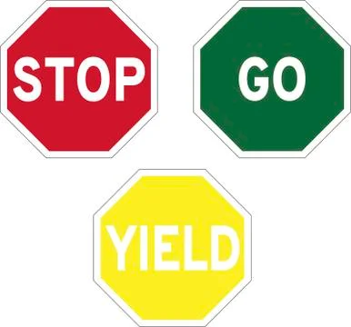 Stop, Go, Yield road signs Stock Illustration