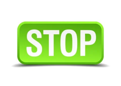Stop green 3d realistic square isolated button Illustrazione stock