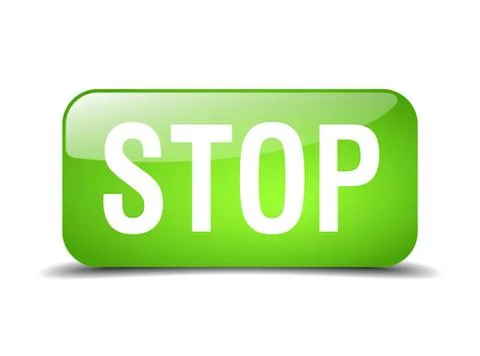 Stop green square 3d realistic isolated web button Illustrazione stock