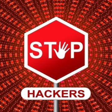 Stop Hackers Means Prevent Hacking 3d Illustration Stock Illustration