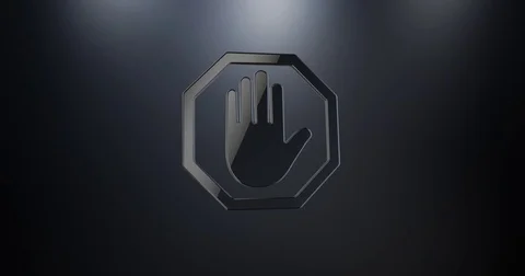 Stop Hand Black 3d Icon Stock Footage 73352703
