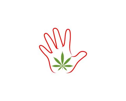 Stop hand with cannabis leaf in the middle Illustrazione stock