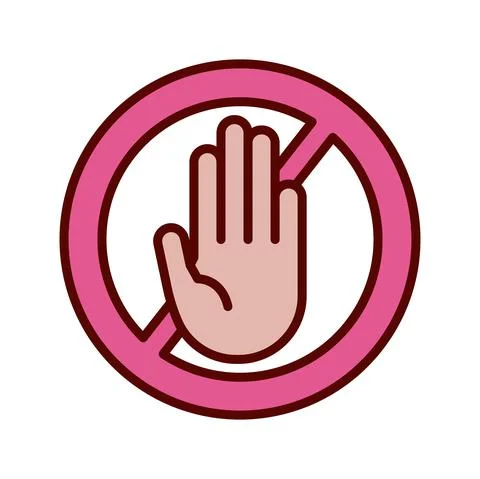 Stop hand in denied symbol flat style icon Stock Illustration