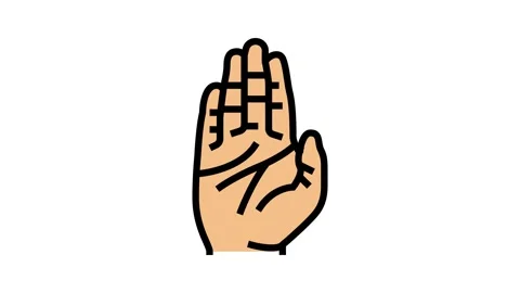 Stop hand gesture color icon animation Stock Footage 224938593