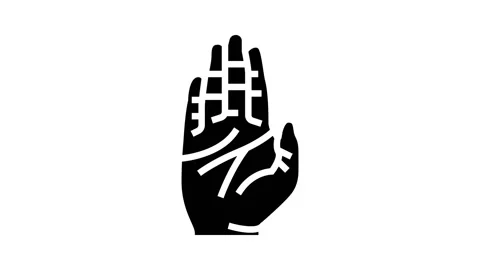 Stop hand gesture glyph icon animation Stock Footage 222846176