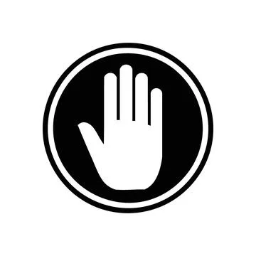 Stop Hand Gesture Icon. This clear graphic depicts an open palm within a ci.. Stock Illustration