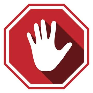 STOP hand gesture on red stop sign Stock-Illustration