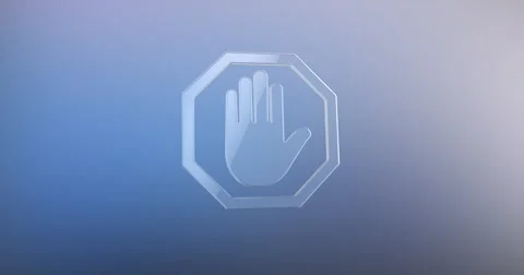 Stop Hand Glass 3d Icon Stock Footage