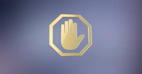 Stop Hand Gold 3d Icon Stock Footage 68082590