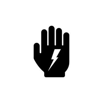 Stop Hand. High Voltage Flat Vector Icon Stock Illustration