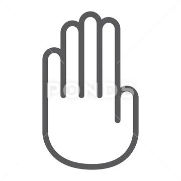 Stop hand line icon, warning and palm, stop sign Stock Illustration