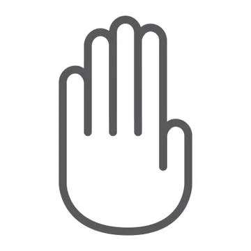 Stop hand line icon, warning and palm, stop sign Ilustração Stock
