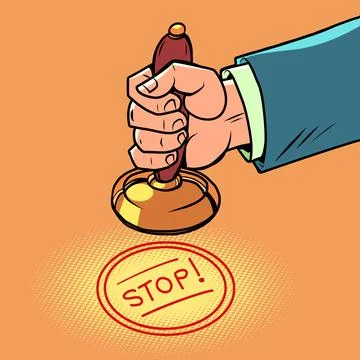 Stop hand puts a stamp Stock Illustration