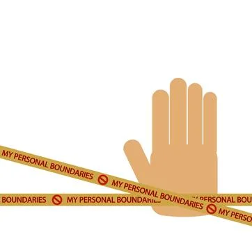 Stop hand with ribbons text My personal limits Stock Illustration