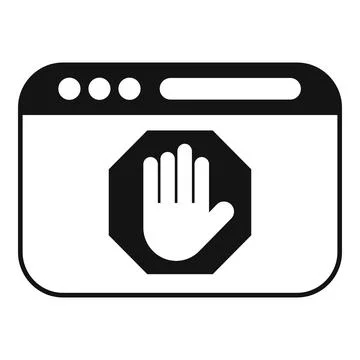 Stop hand sign showing access denied on web browser window 스톡 일러스트