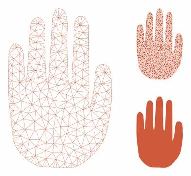Stop Hand Vector Mesh Wire Frame Model and Triangle Mosaic Icon Stock Illustration