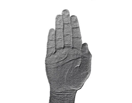 Stop hand on white Stock Illustration