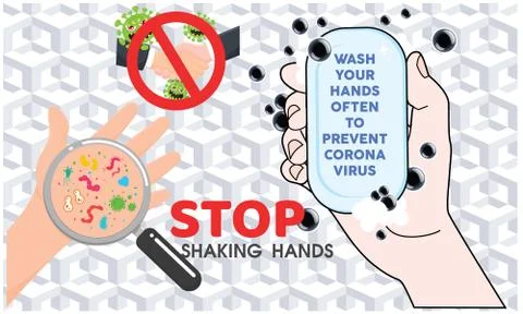 Stop handshake to prevent germs spread Stock Illustration