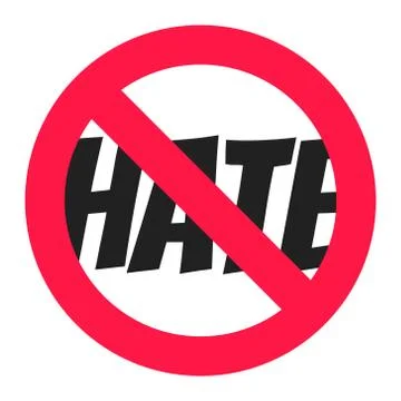 Stop hate circle icon sign flat style design vector illustration. Illustrazione stock