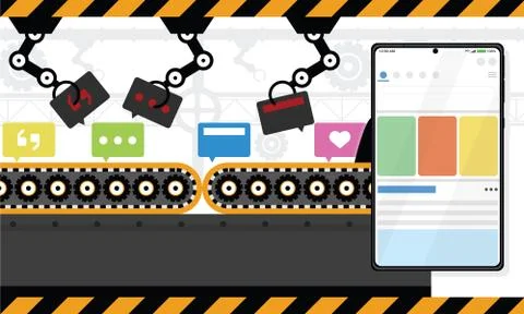 Stop hate speech by Artificial Intelligence (AI) technology concept. Stock Illustration