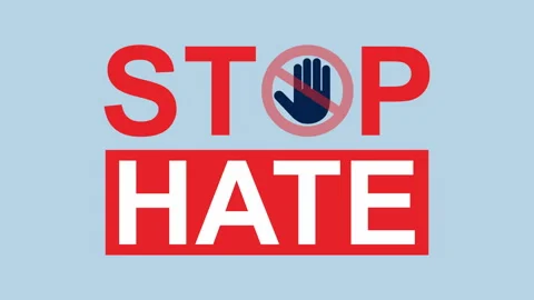 Stop hate symbol for peace for social media 2d Animation with Alpha Matte Vídeos de archivo 335341268