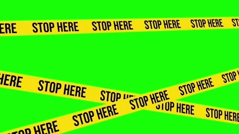 Stop Here Barricade 4K Animation, Green Screen for Chroma Key Use Видео 171810569