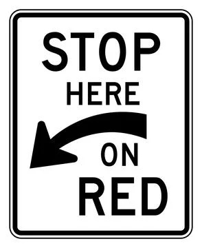 Stop here on red sign, symbol, R10-6a, US road sign Stock Illustration