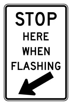 Stop here when flashing sign, R8-10, US road sign Stock Illustration