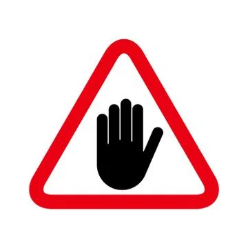 Stop icon with alert hand, warning covid symbol, no - danger isolated on whit Stock Illustration