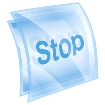 Stop icon blue square, isolated on white background Иллюстрация